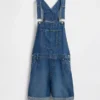 Salopette corta in denim ampio stile anni ’90