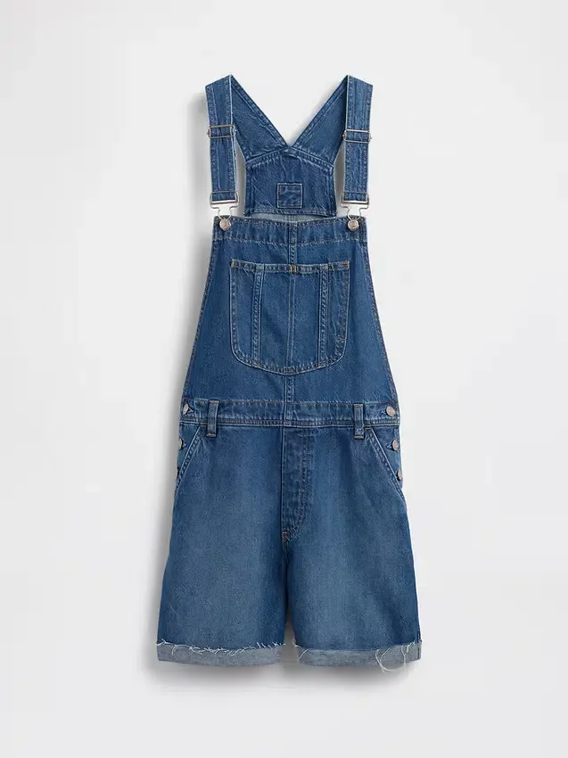 Salopette corta in denim ampio stile anni ’90