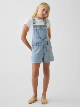 Salopette corta in denim per bambini