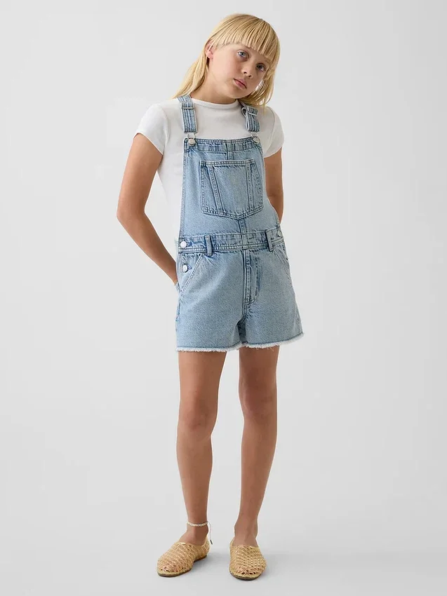 Salopette corta in denim per bambini