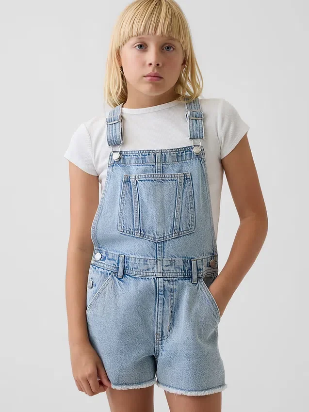 Salopette corta in denim per bambini