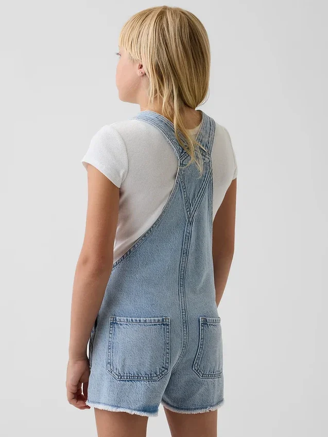Salopette corta in denim per bambini