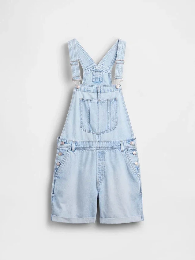 Salopette corta in denim ultra morbido