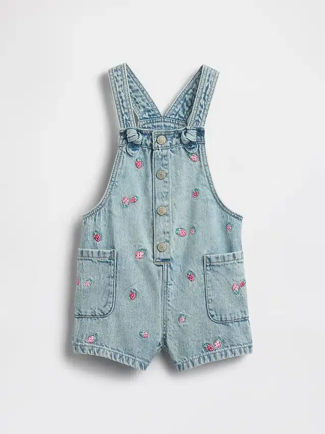 Salopette in denim ricamata per neonato & bebè