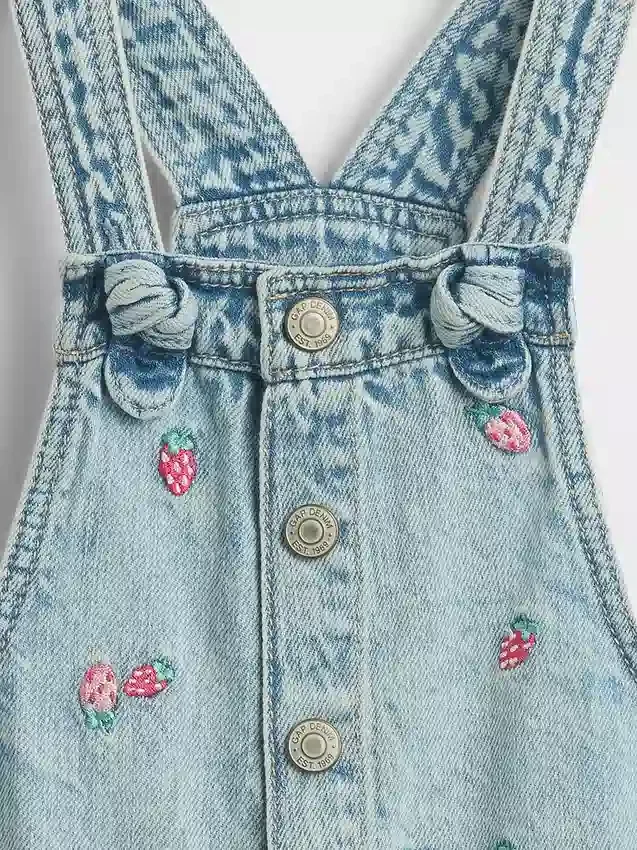 Salopette in denim ricamata per neonato & bebè