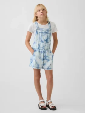 Salopette in denim tie-dye per bambini, dal taglio comodo