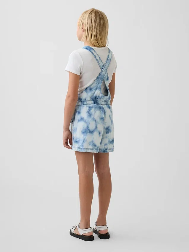 Salopette in denim tie-dye per bambini, dal taglio comodo