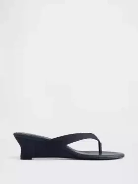 Sandali infradito con zeppa in pelle vegana