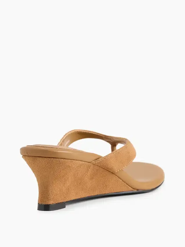 Sandali infradito con zeppa in pelle vegana