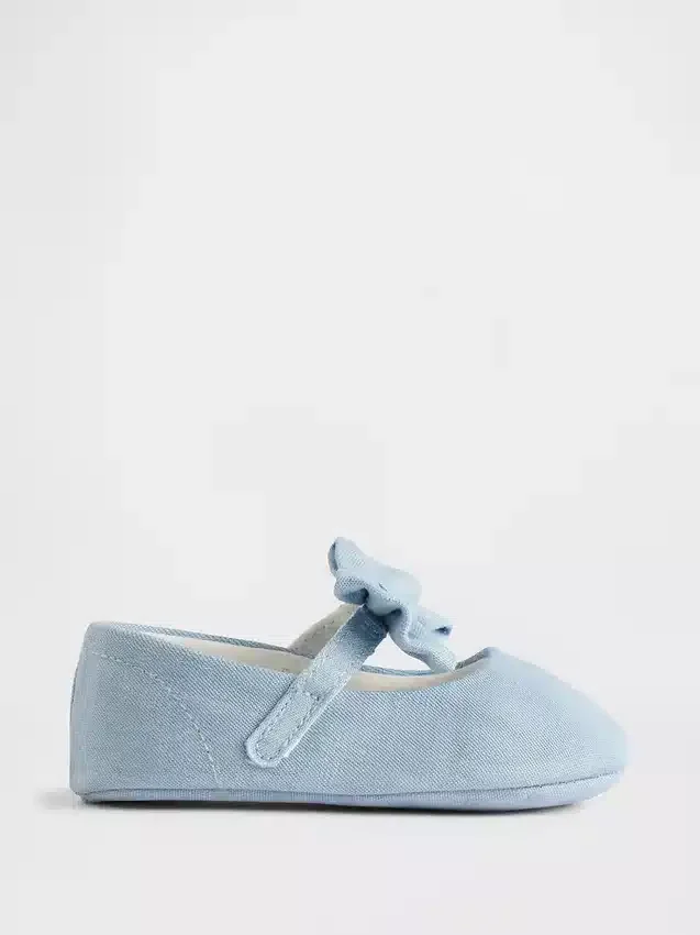 Scarpe Mary Jane in denim con fiocco per neonati