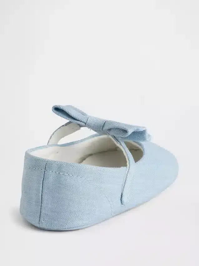 Scarpe Mary Jane in denim con fiocco per neonati