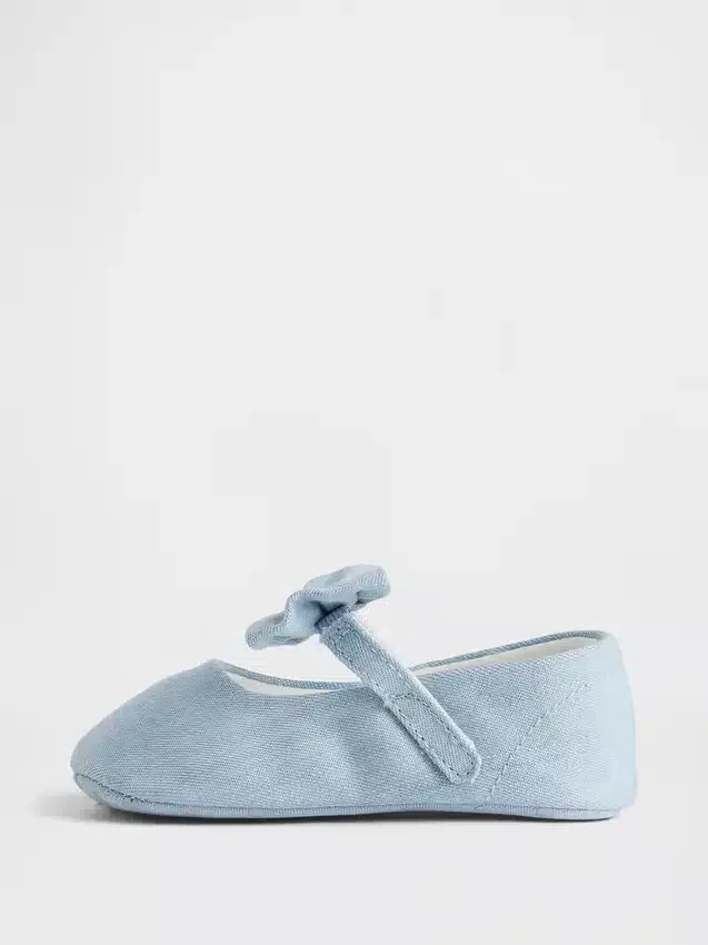 Scarpe Mary Jane in denim con fiocco per neonati