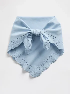 Sciarpa bandana in cotone al 100% con ricami a occhielli