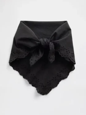 Sciarpa bandana in cotone al 100% con ricami a occhielli