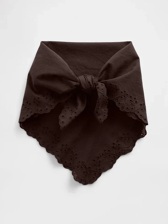 Sciarpa bandana in cotone al 100% con ricami a occhielli