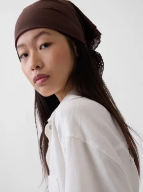 Sciarpa bandana in cotone al 100% con ricami a occhielli