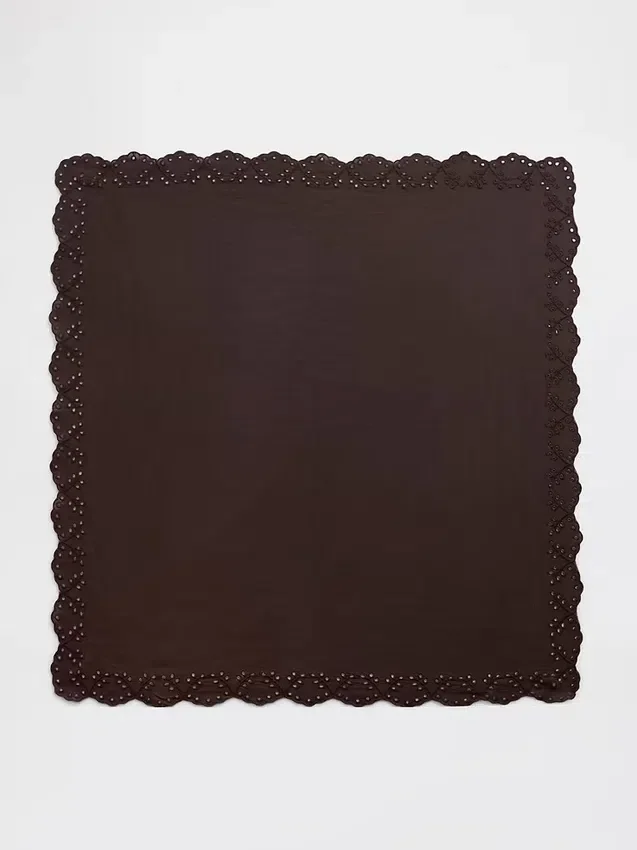 Sciarpa bandana in cotone al 100% con ricami a occhielli