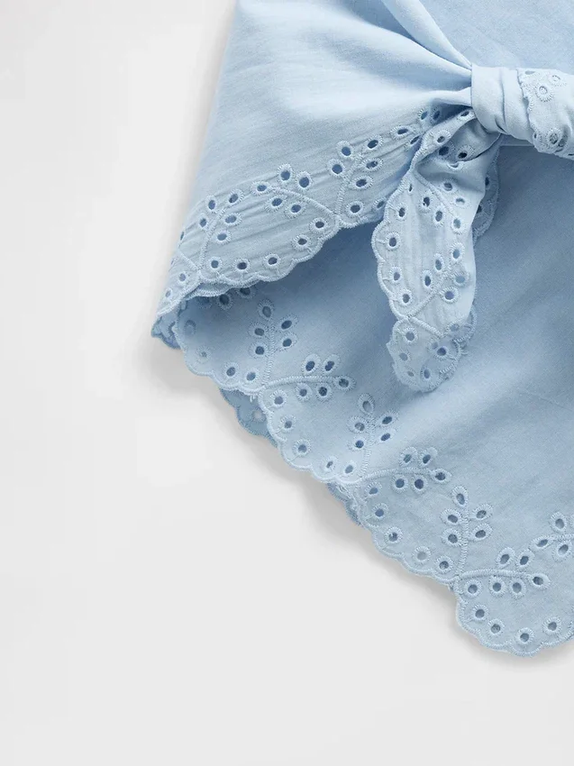 Sciarpa bandana in cotone al 100% con ricami a occhielli