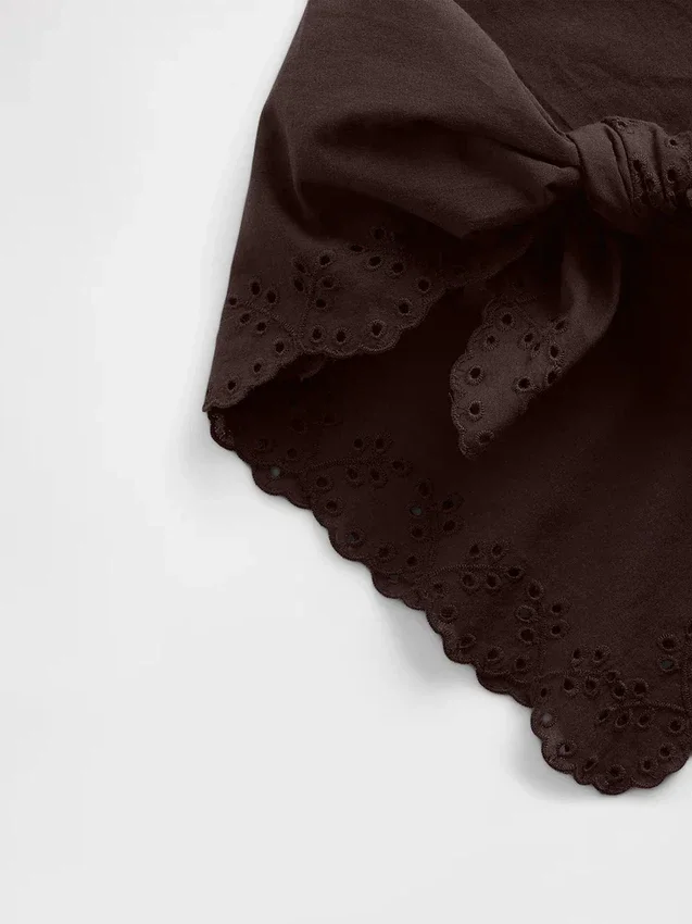 Sciarpa bandana in cotone al 100% con ricami a occhielli