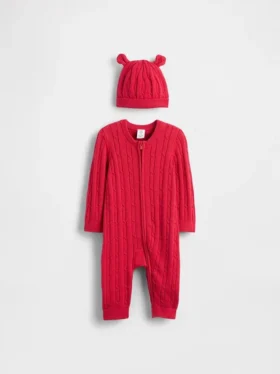 Set completo per neonato con tutina a trecce