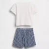 Set composto da T-shirt con stampa aragosta e pantaloncini a quadri