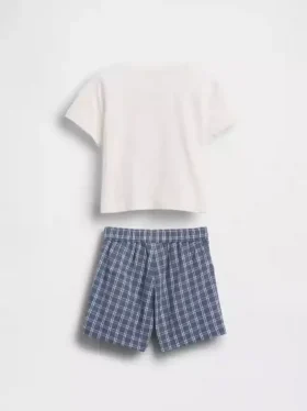 Set composto da T-shirt con stampa aragosta e pantaloncini a quadri