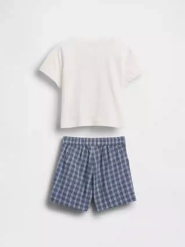 Set composto da T-shirt con stampa aragosta e pantaloncini a quadri