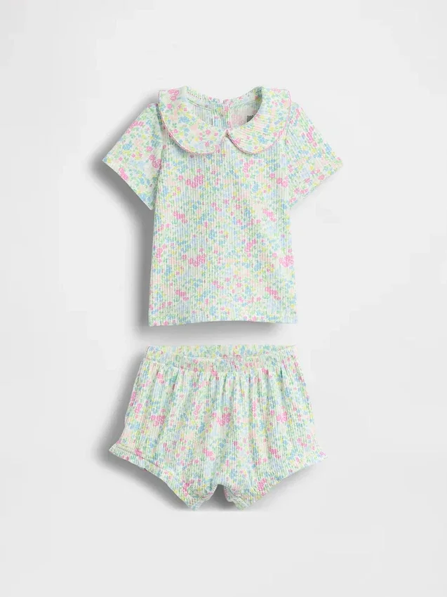 Set con body Peter Pan a costine sottili per neonati