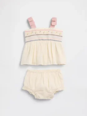 Set con canotta ricamata per neonati