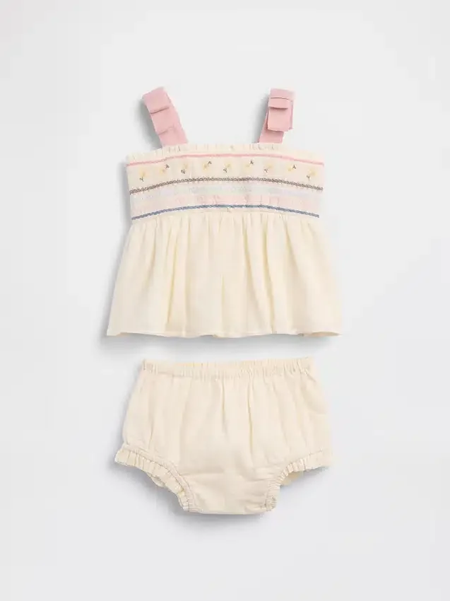 Set con canotta ricamata per neonati