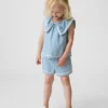 Set con fiocco in denim per neonato & bebè