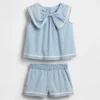 Set con fiocco in denim per neonato & bebè