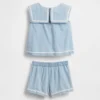 Set con fiocco in denim per neonato & bebè