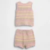 Set con gilet a righe all’uncinetto per neonati