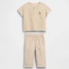 Set con maglietta Henley in garza di cotone per neonati