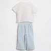 Set con maglietta Henley in garza di cotone per neonati