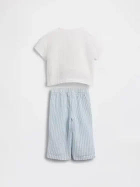 Set con maglietta Henley in garza di cotone per neonati