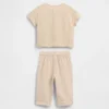 Set con maglietta Henley in garza di cotone per neonati
