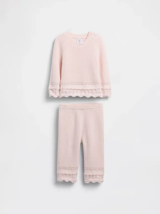 Set con maglione smerlato per neonati