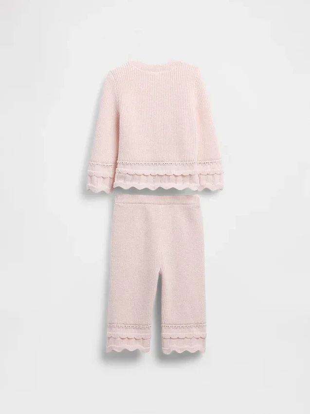 Set con maglione smerlato per neonati