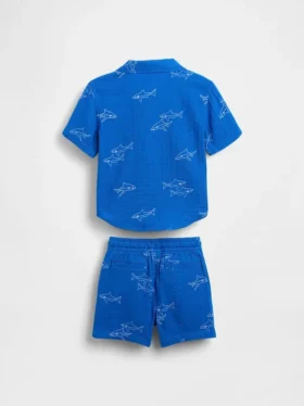 Set con polo in garza di cotone per neonato & bebè