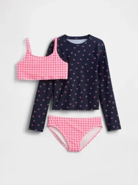 Set da bagno a tre pezzi con rash guard per bambini