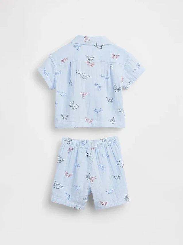 Set di abbigliamento Cabana in garza di cotone per neonati