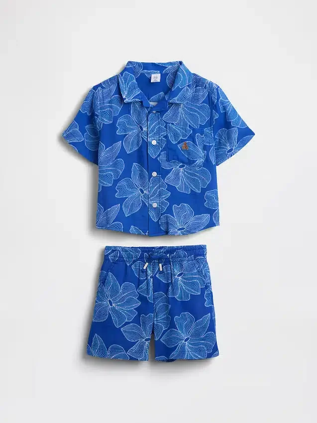 Set di abbigliamento floreale in garza di cotone per neonato & bebè