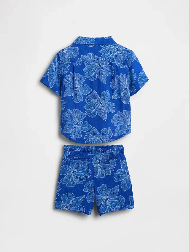 Set di abbigliamento floreale in garza di cotone per neonato & bebè