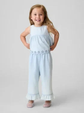 Set di abbigliamento in denim con occhielli per neonato & bebè
