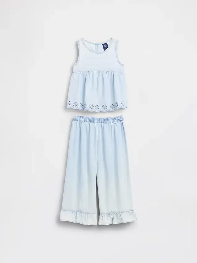 Set di abbigliamento in denim con occhielli per neonato & bebè