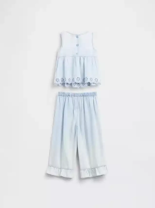 Set di abbigliamento in denim con occhielli per neonato & bebè