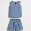 Set di abbigliamento in denim con taschine per neonati