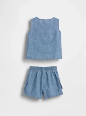 Set di abbigliamento in denim con taschine per neonati